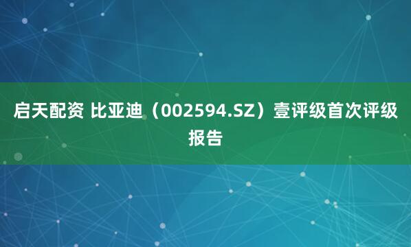 启天配资 比亚迪（002594.SZ）壹评级首次评级报告