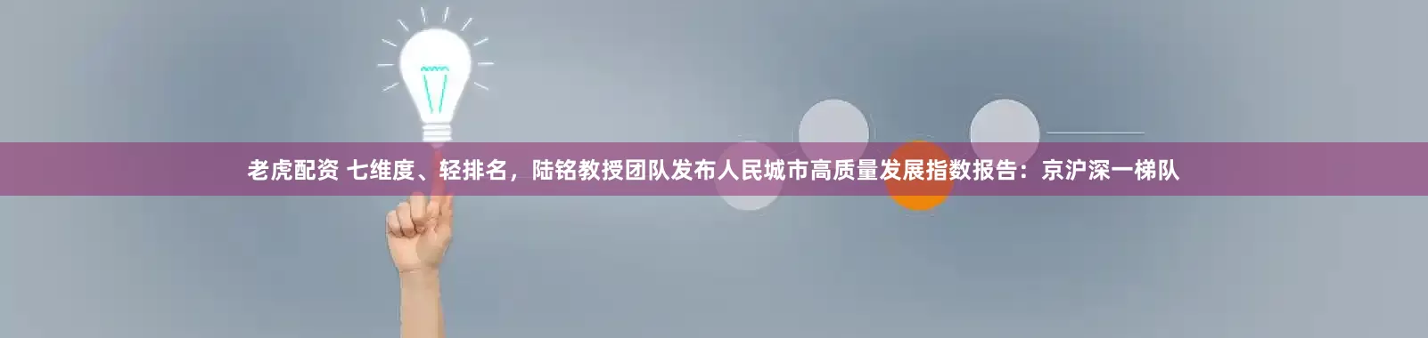 老虎配资 七维度、轻排名，陆铭教授团队发布人民城市高质量发展指数报告：京沪深一梯队